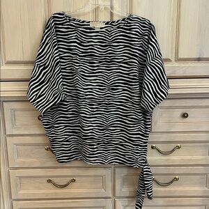 MICHAEL Michael Kors Black and White Zebra Tie-Side Top